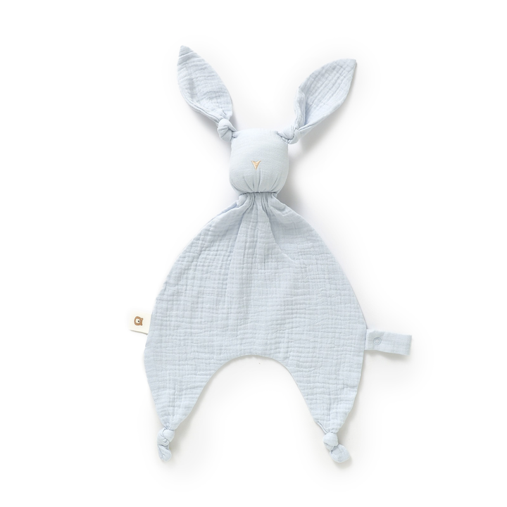 JBØRN Organic Cotton Bunny Comforter Powder Blue Muslin Bunny - Personalisable Baby Products Sold and Personalised by JustBørn