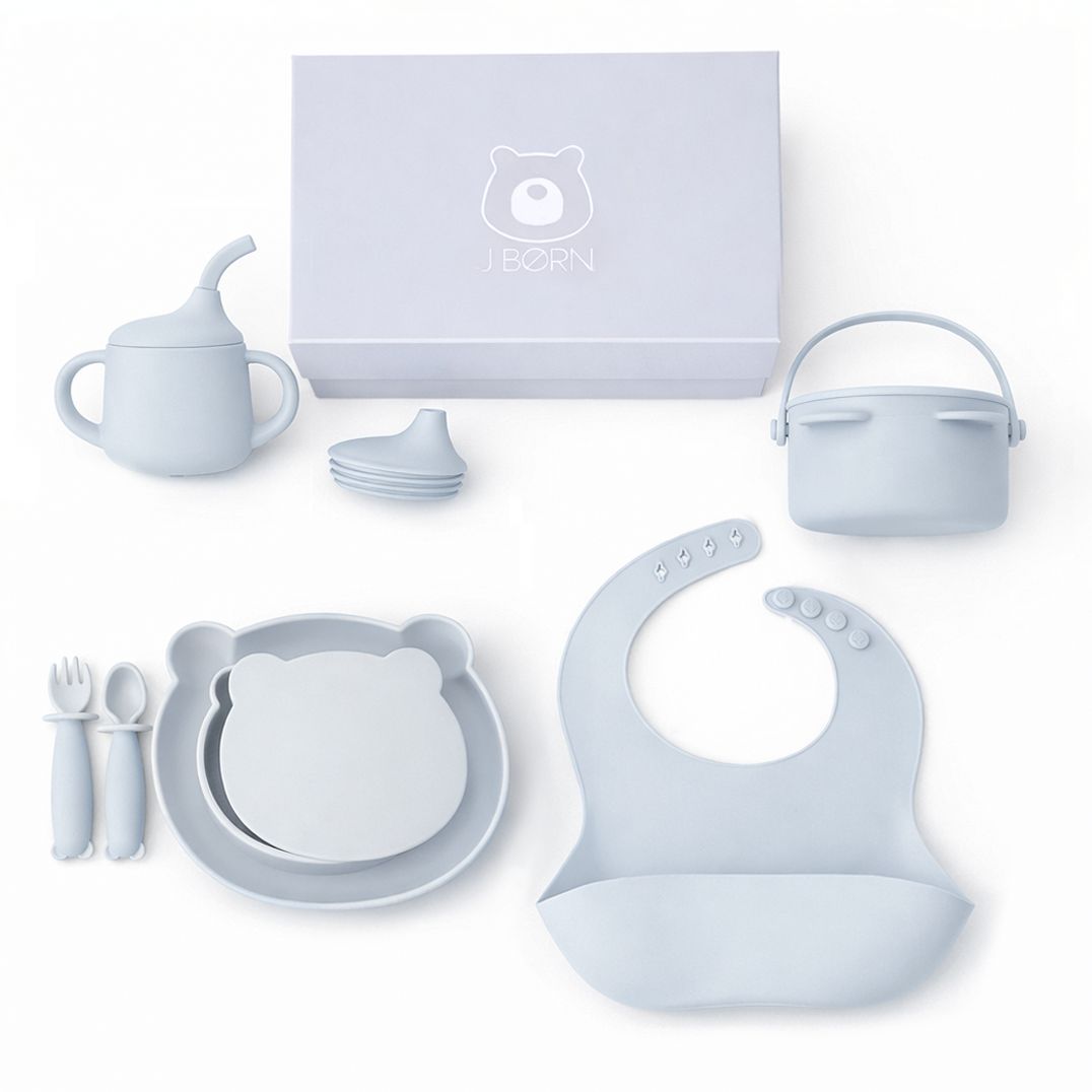 JBØRN Baby Weaning Full Essentials Gift Box Powder Blue Weaning Essentials Gift Box - Personalisable Baby Products Sold and Personalised by JustBørn