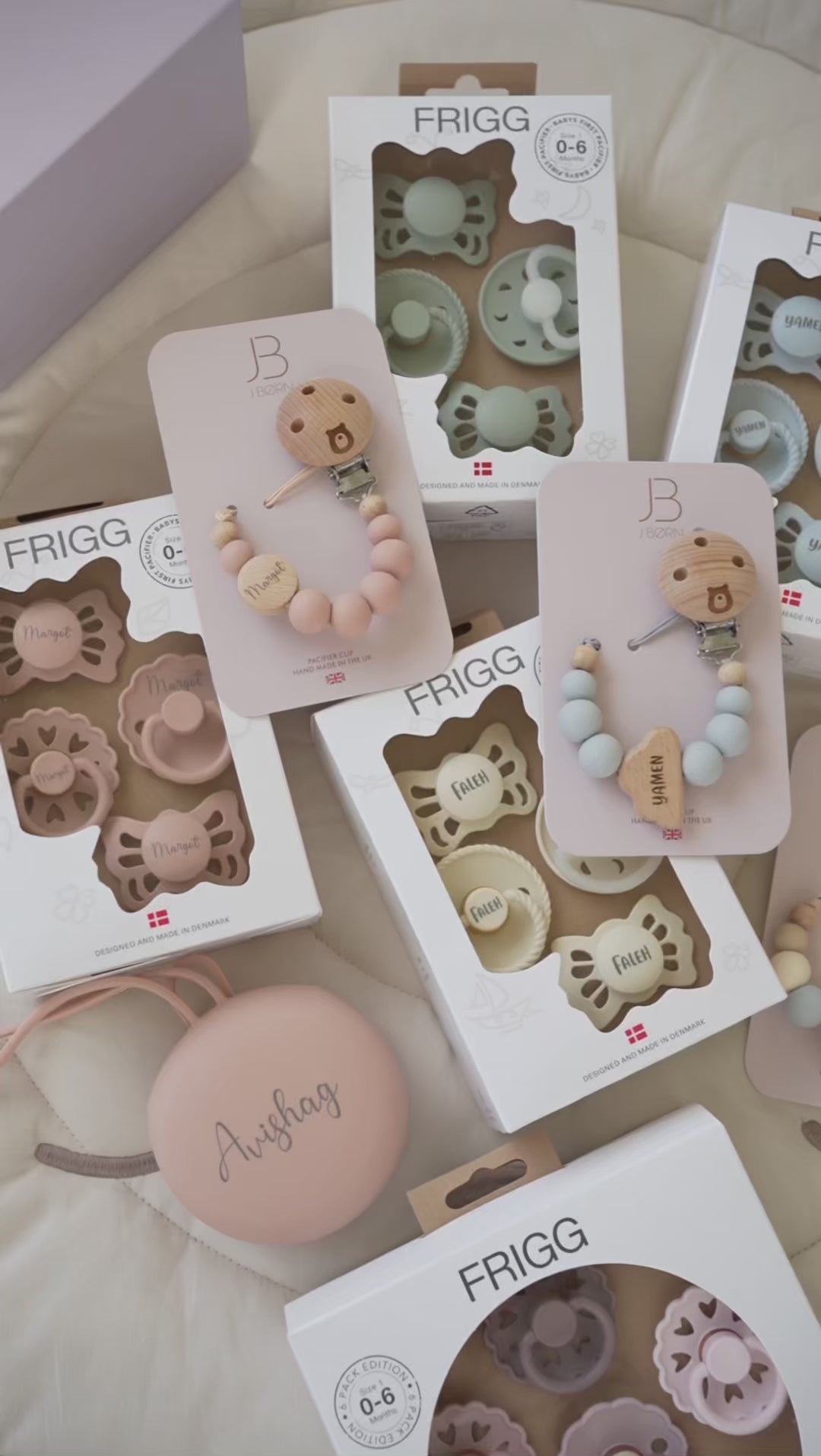 JBØRN X FRIGG Trial Collection Pacifiers & Personalised Holders Set