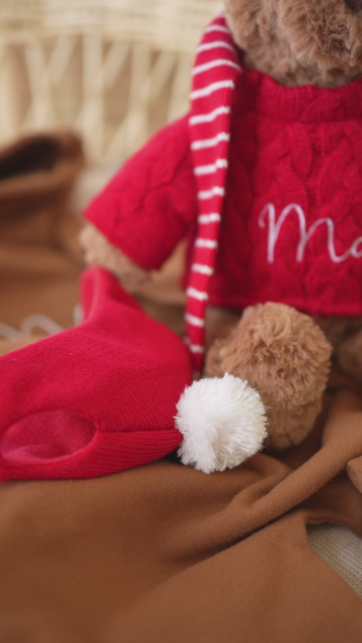 JBØRN Festliche Geschenkbox | Schokoladenbraunes Teddy-Hoodie-Set & Winterbär