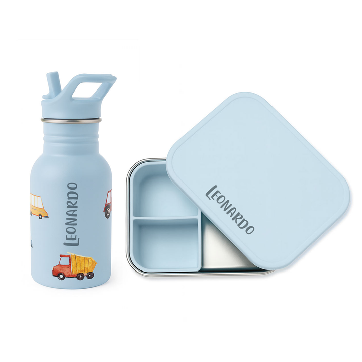 JBØRN Personalised Set | Water Bottle & Lunch Box Set - Personalisable Baby Products Sold and Personalised by JustBørn
