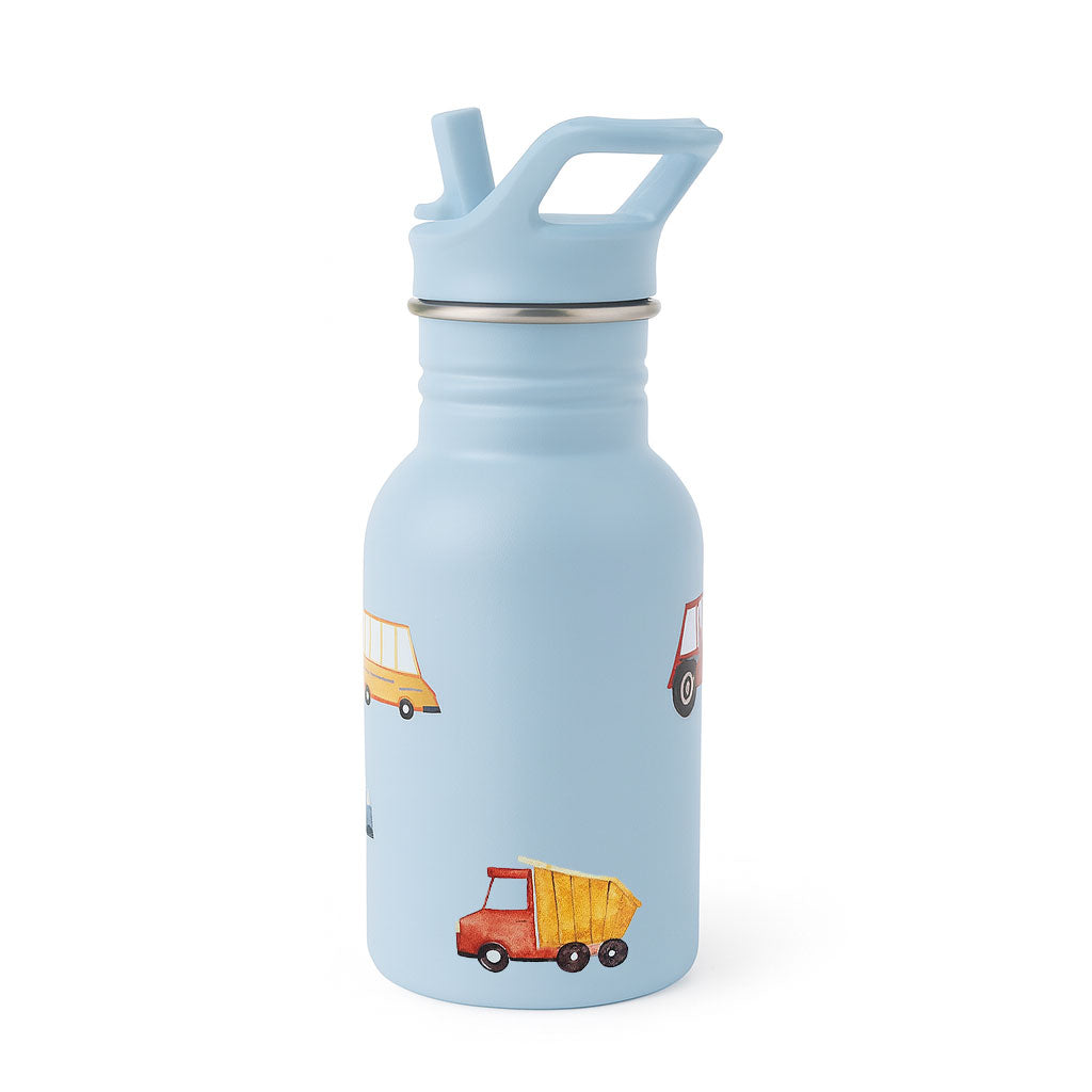 JBØRN Personalised Stainless Steel Kids Water Bottle Road Trip No - Personalisable Baby Products Sold and Personalised by JustBørn