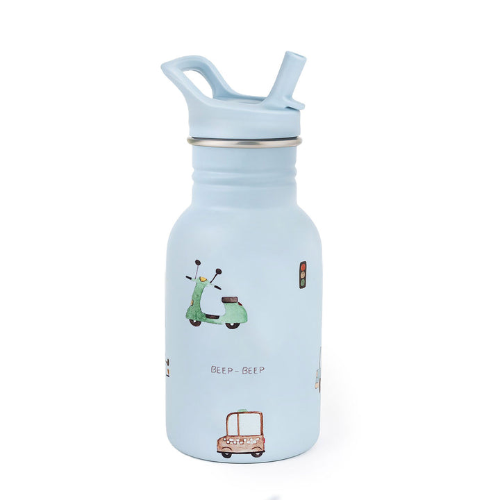 JBØRN Personalised Stainless Steel Kids Water Bottle Road Trip No - Personalisable Baby Products Sold and Personalised by JustBørn