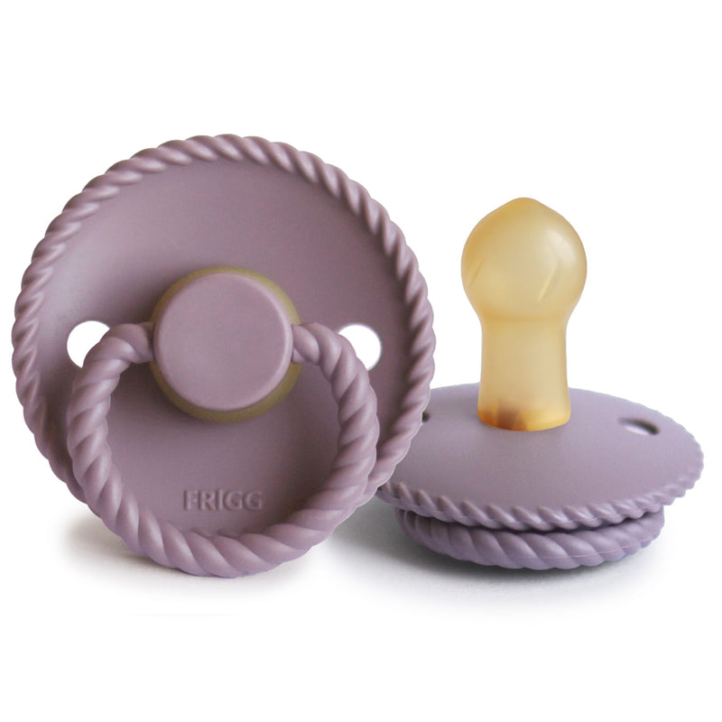 FRIGG Rope Natural Rubber Latex Pacifiers in Twilight Mauve, sold by JBørn Baby Products Shop, Personalizable by JustBørn
