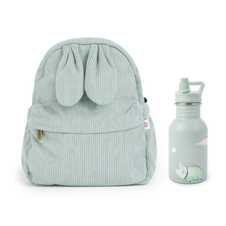 JBØRN Personalised Set | Backpack & Water Bottle Set Sage Backpack & Dino Bottle Set - Personalisable Baby Products Sold and Personalised by JustBørn