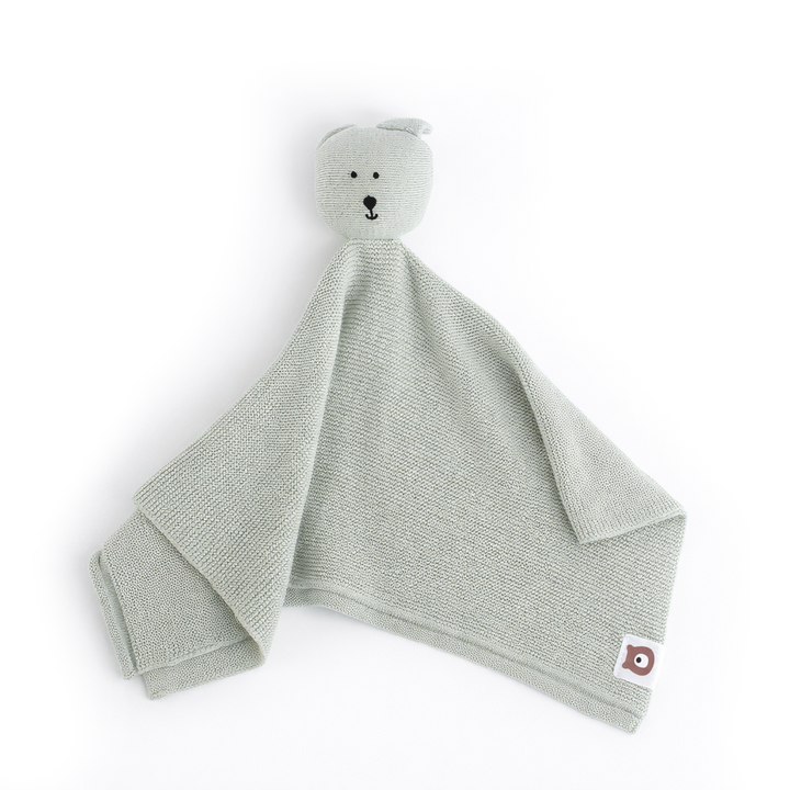 JBØRN Bear Knitted Comforter Sage Knitted Comforter - Personalisable Baby Products Sold and Personalised by JustBørn