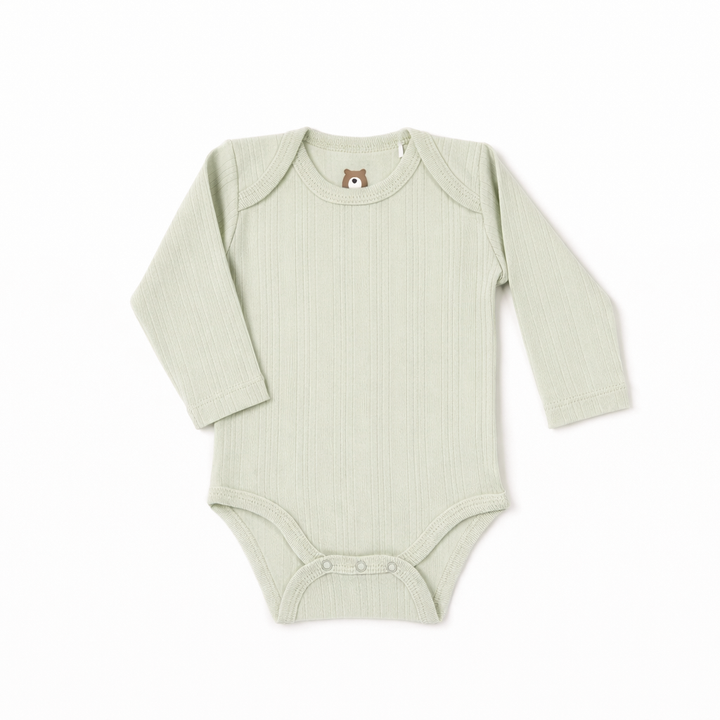 JBØRN Ribbed Bamboo Long Sleeve Bodysuit Sage | Long Sleeve | Classic - Personalisable Baby Products Sold and Personalised by JustBørn