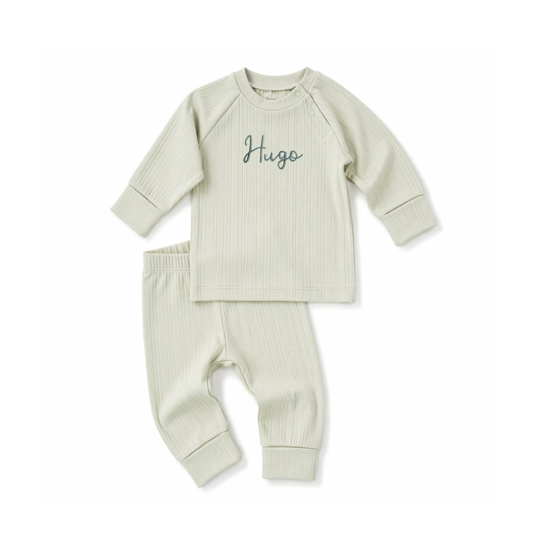 JBØRN Ribbed Bamboo Pyjama Set - Personalisable Baby Products Sold and Personalised by JustBørn