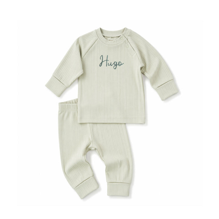 JBØRN Ribbed Bamboo Pyjama Set - Personalisable Baby Products Sold and Personalised by JustBørn