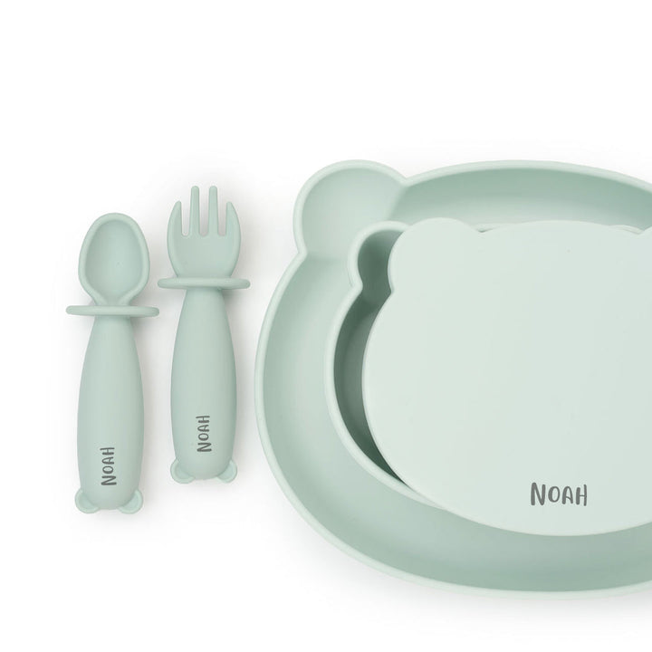 JBØRN Baby Meal Time Set | Weaning Set | Personalisable in Seafoam, sold by JBørn Baby Products Shop, Personalizable by JustBørn