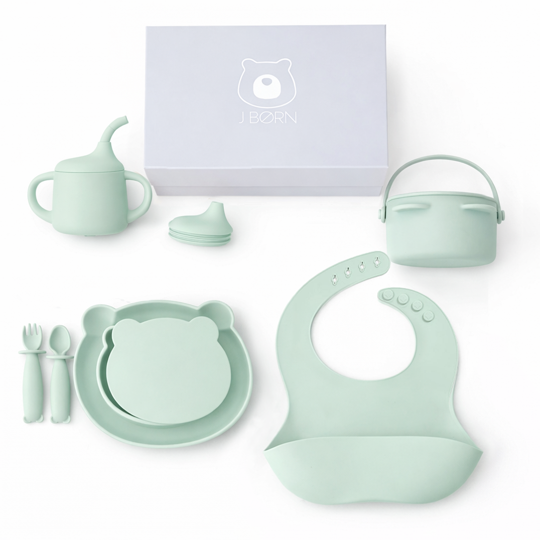 JBØRN Baby Weaning Full Essentials Gift Box Seafoam Weaning Essentials Gift Box - Personalisable Baby Products Sold and Personalised by JustBørn
