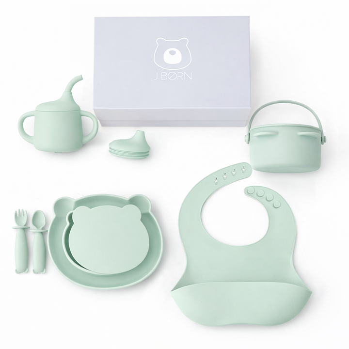 JBØRN Baby Weaning Full Essentials Gift Box Seafoam Weaning Essentials Gift Box - Personalisable Baby Products Sold and Personalised by JustBørn