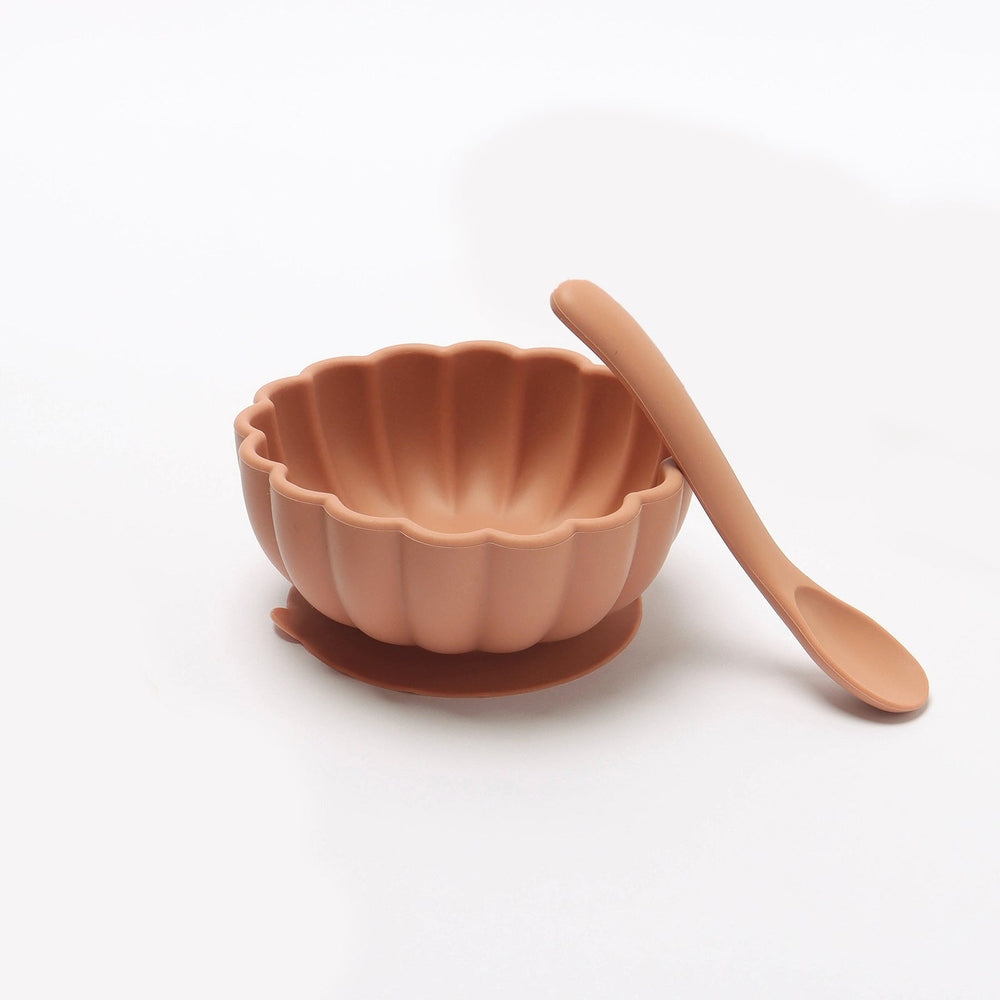 JBØRN Silicone Bowl and Spoon | Weaning Set | Personalisable in Peach, sold by JBørn Baby Products Shop, Personalizable by JustBørn