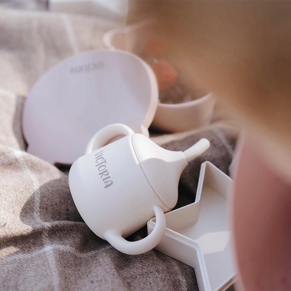 JBØRN 3-in-1 Drinking Cup | Personalisable in Cloud, sold by JBørn Baby Products Shop, Personalizable by JustBørn