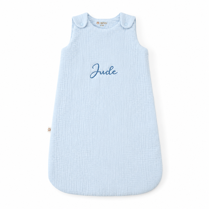 JBØRN Organic Cotton Muslin Sleep Bag | 0-6 Months - Personalisable Baby Products Sold and Personalised by JustBørn
