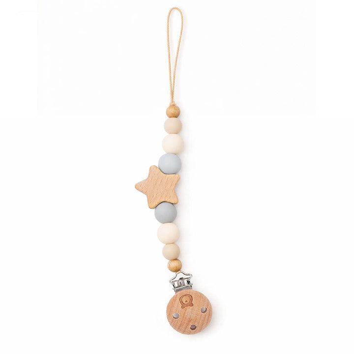 JBØRN Star Pacifier Clip Powder Blue & Ivory - Personalisable Baby Products Sold and Personalised by JustBørn