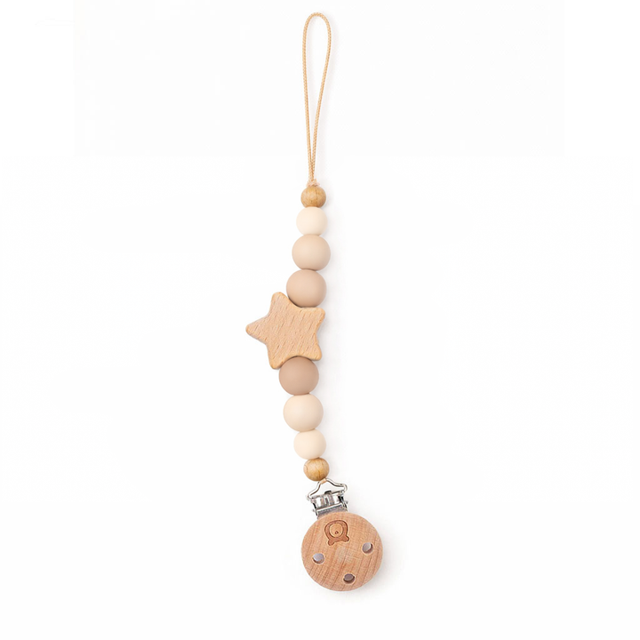 JBØRN Star Pacifier Clip Ivory & Vanilla - Personalisable Baby Products Sold and Personalised by JustBørn