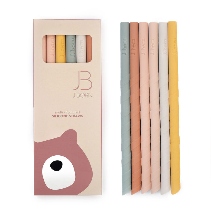 JBØRN Silicone Straws (Straight) x6 with Cleaning Brush & Pouch in Blush Mix, sold by JBørn Baby Products Shop, Personalizable by JustBørn