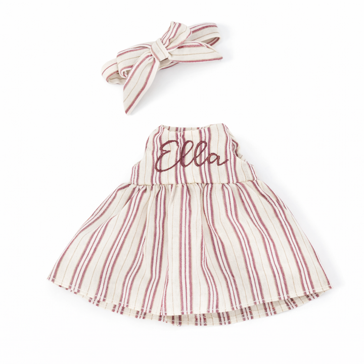JBØRN Personalised Soft Toy Outfits Striped Dress - Personalisable Baby Products Sold and Personalised by JustBørn