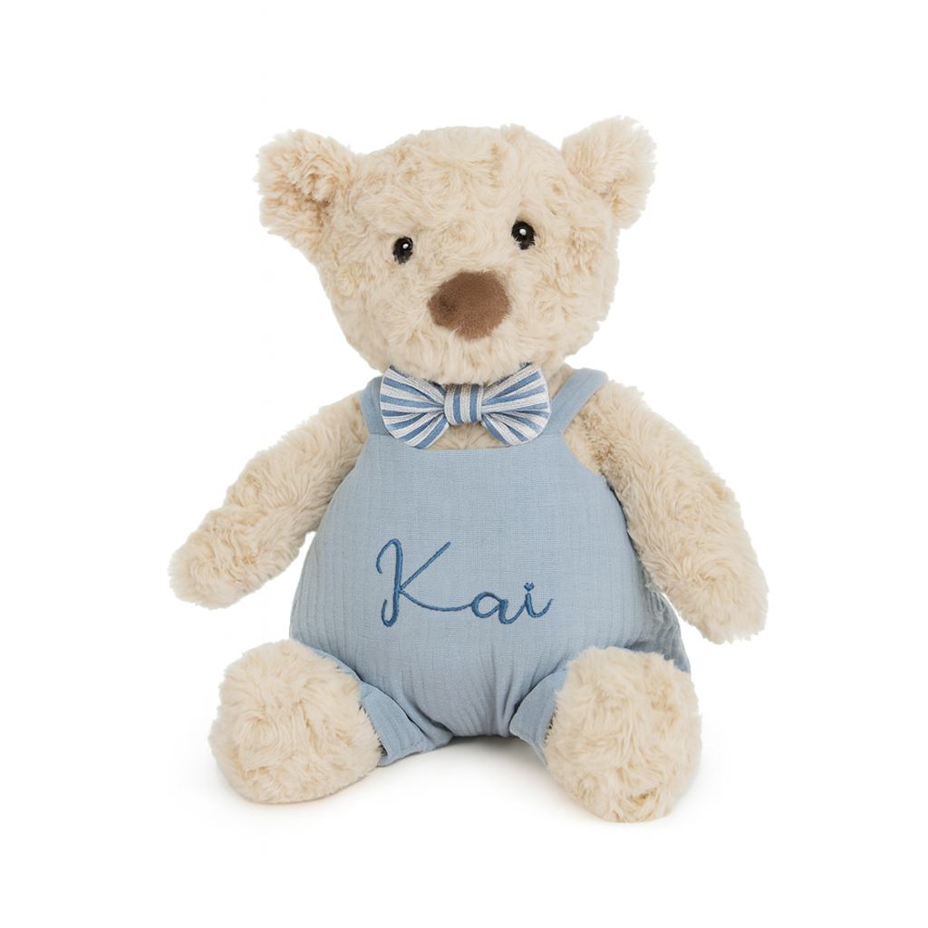 JBØRN Personalised Soft Toy Outfits Blue Dungarees - Personalisable Baby Products Sold and Personalised by JustBørn