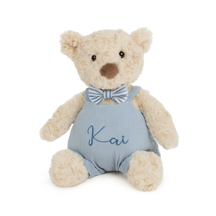 JBØRN Personalised Soft Toy Outfits Blue Dungarees - Personalisable Baby Products Sold and Personalised by JustBørn