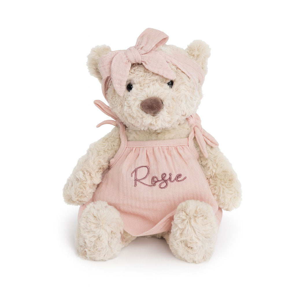 JBØRN Personalised Soft Toy Outfits Blush Tie Dress - Personalisable Baby Products Sold and Personalised by JustBørn