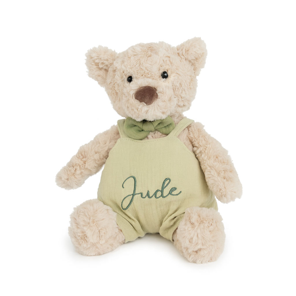 JBØRN Personalised Soft Toy Outfits Pistachio Dungarees - Personalisable Baby Products Sold and Personalised by JustBørn