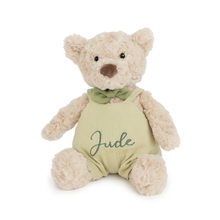 JBØRN Personalised Soft Toy Outfits Pistachio Dungarees - Personalisable Baby Products Sold and Personalised by JustBørn
