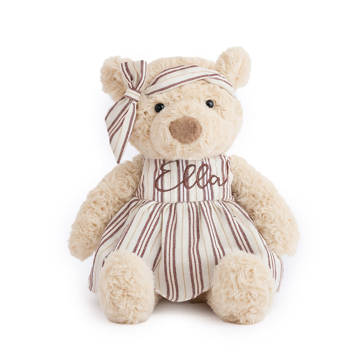 JBØRN Personalised Soft Toy Outfits Striped Dress - Personalisable Baby Products Sold and Personalised by JustBørn