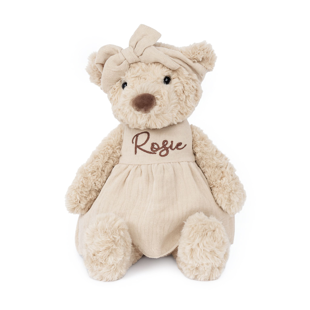 JBØRN Personalised Soft Toy Outfits Vanilla Dress - Personalisable Baby Products Sold and Personalised by JustBørn