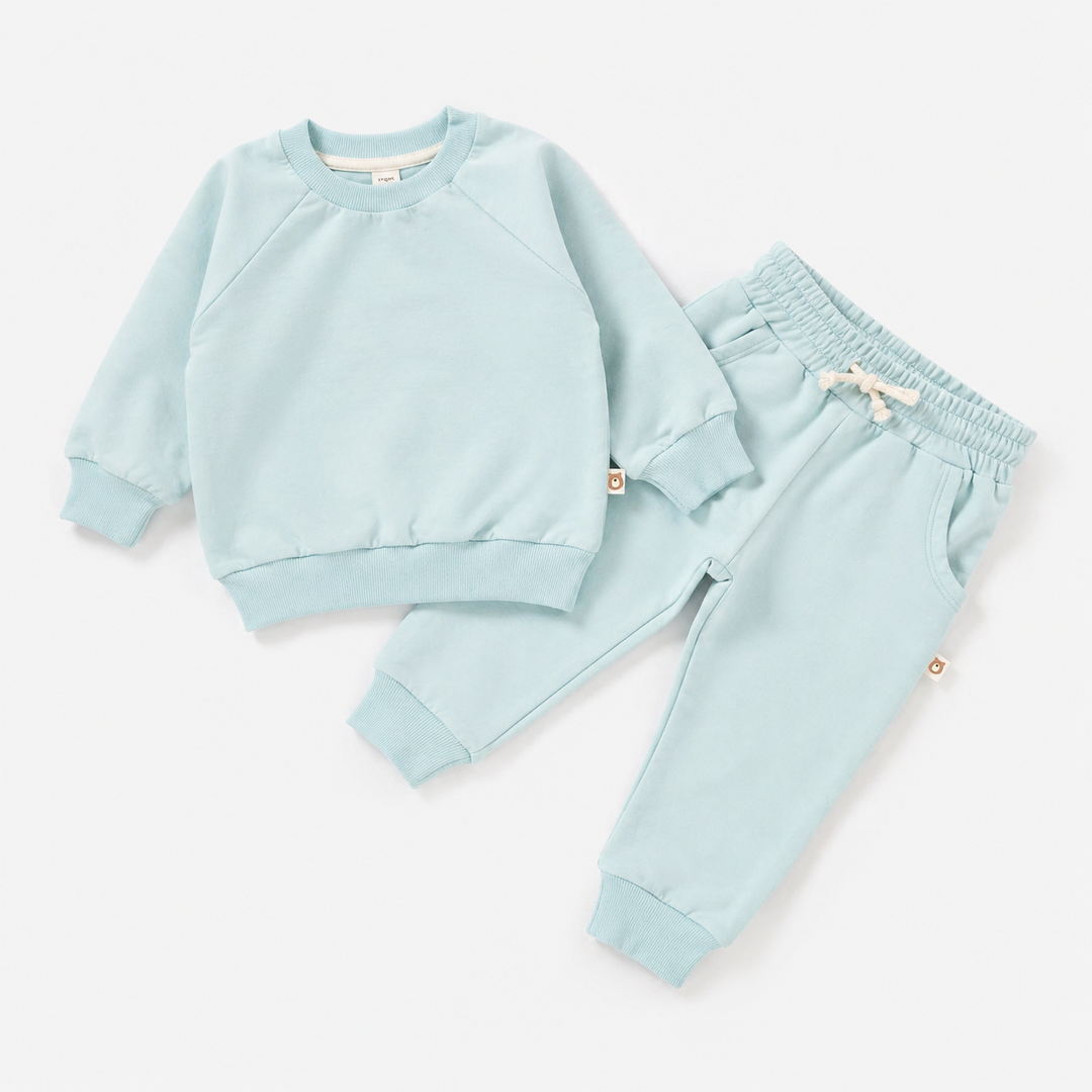 JBØRN Organic Cotton Sweatshirt & Jogger Set Tracksuit | Mint - Personalisable Baby Products Sold and Personalised by JustBørn