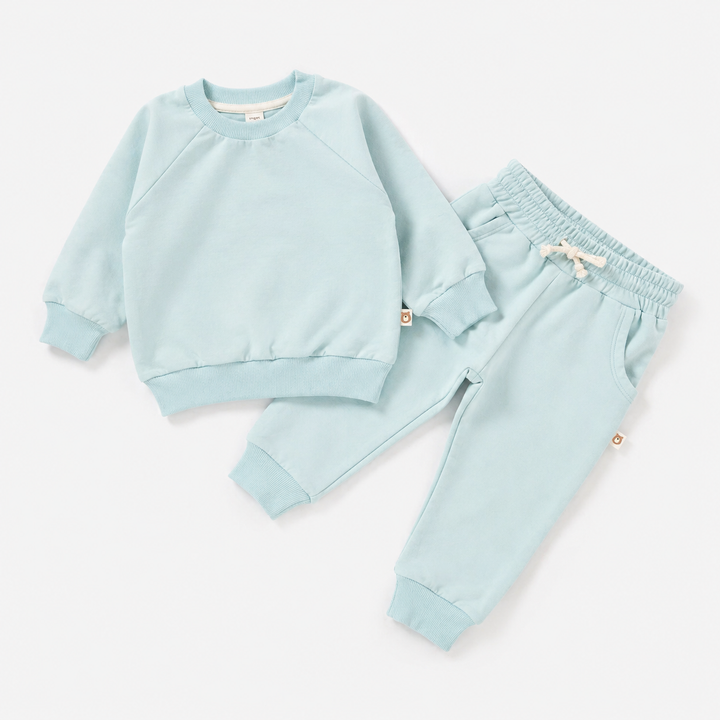 JBØRN Organic Cotton Sweatshirt & Jogger Set Tracksuit | Mint - Personalisable Baby Products Sold and Personalised by JustBørn