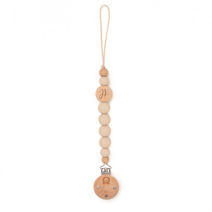 JBØRN Pacifier Clip Vanilla Yes - Personalisable Baby Products Sold and Personalised by JustBørn