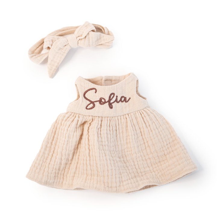 JBØRN Personalised Soft Toy Outfits Vanilla Dress - Personalisable Baby Products Sold and Personalised by JustBørn