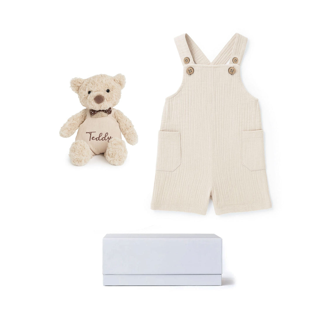 JBØRN Baby Boy Gift Set | Personalised Teddy & Matching Baby Dungarees - Personalisable Baby Products Sold and Personalised by JustBørn