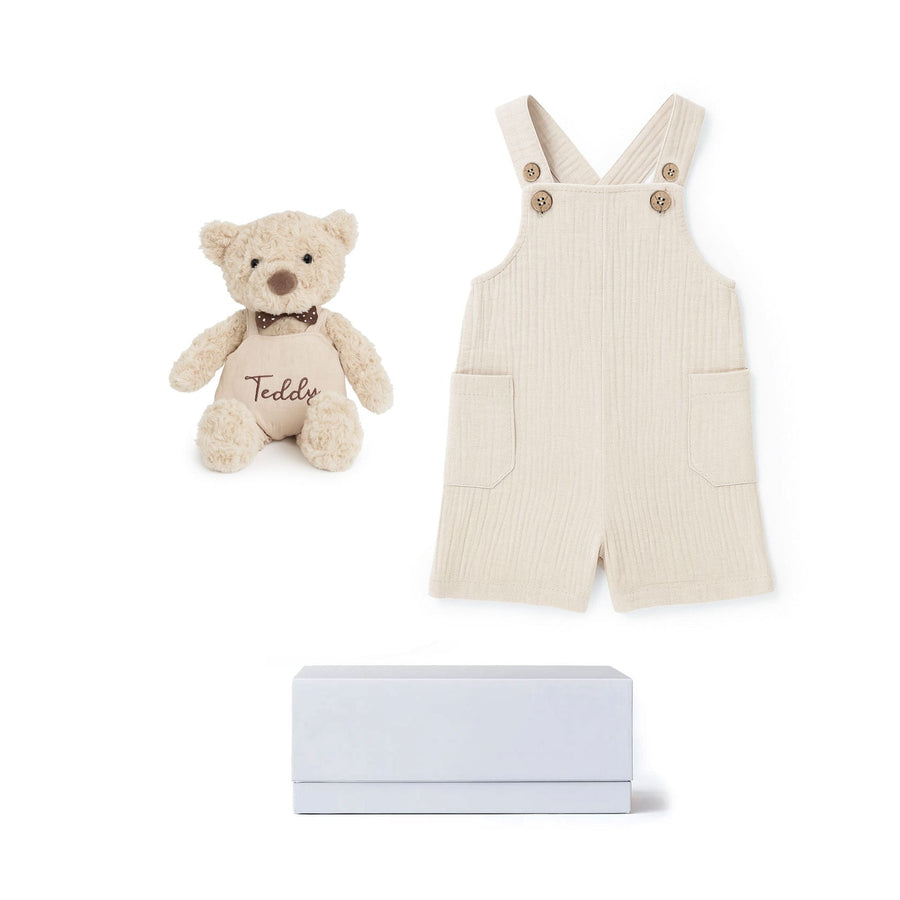 JBØRN Baby Boy Gift Set | Personalised Teddy & Matching Baby Dungarees - Personalisable Baby Products Sold and Personalised by JustBørn