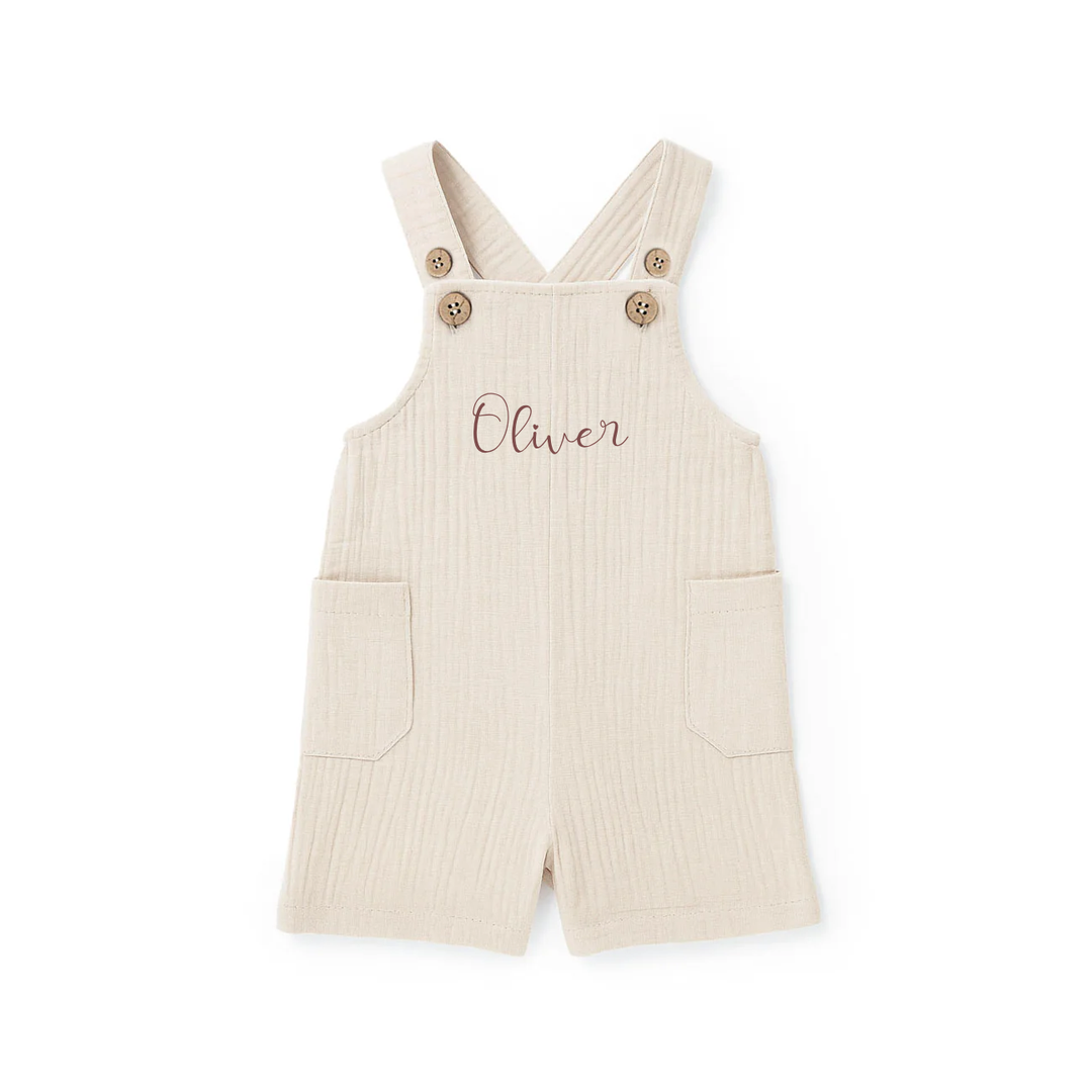 JBØRN Organic Cotton Muslin Dungarees | 3-6 Months - Personalisable Baby Products Sold and Personalised by JustBørn