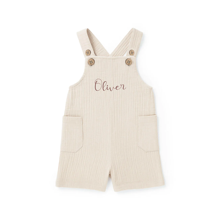 JBØRN Organic Cotton Muslin Dungarees | 3-6 Months - Personalisable Baby Products Sold and Personalised by JustBørn