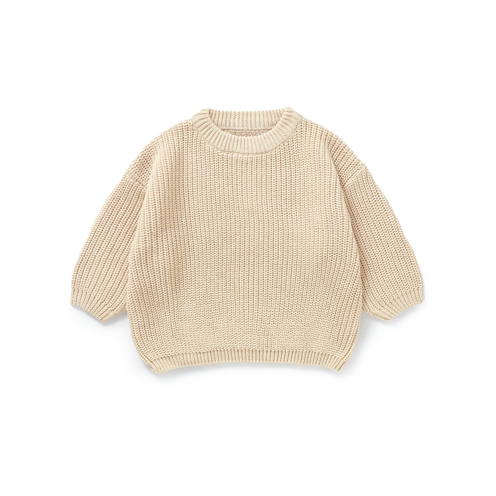 JBØRN Organic Cotton Knitted Crew Neck Jumper | 6-12 Months Vanilla - Personalisable Baby Products Sold and Personalised by JustBørn