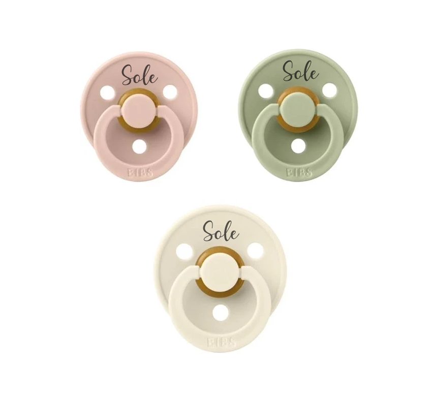 Blush Sage Ivory BIBS Colour Set of 3 Natural Rubber Latex Pacifiers | Personalisable by BIBS sold by JBørn Baby Products Shop