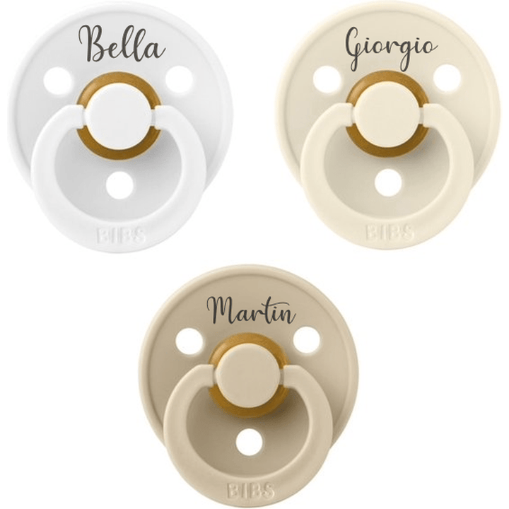 BIBS Colour Set of 3 Natural Rubber Latex Pacifiers | Personalisable in White Ivory Vanilla, sold by JBørn Baby Products Shop, Personalizable by JustBørn