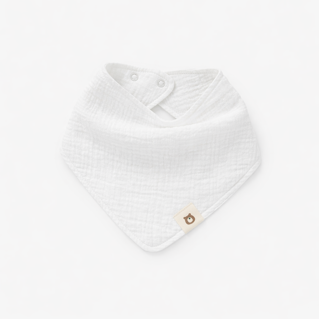 JBØRN Organic Cotton Muslin Baby Bib White Muslin Bib - Personalisable Baby Products Sold and Personalised by JustBørn
