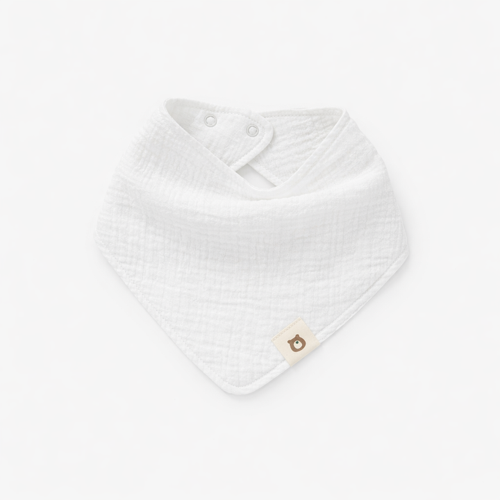 JBØRN Organic Cotton Muslin Baby Bib White Muslin Bib - Personalisable Baby Products Sold and Personalised by JustBørn