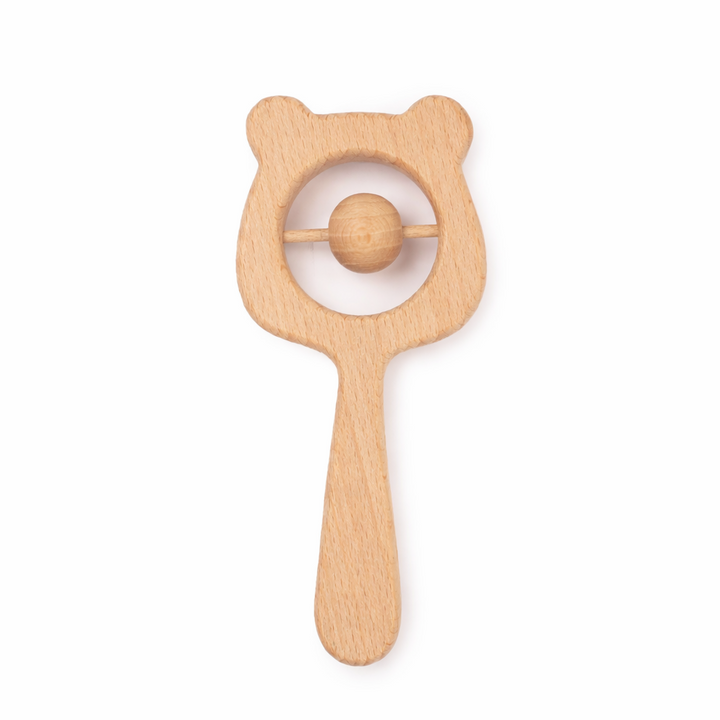 JBØRN Wooden Teddy Rattle - Personalisable Baby Products Sold and Personalised by JustBørn