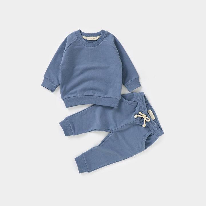 JBØRN Organic Cotton Baby Sweater & Joggers Set | Personalisable in Ocean Blue, sold by JBørn Baby Products Shop, Personalizable by JustBørn