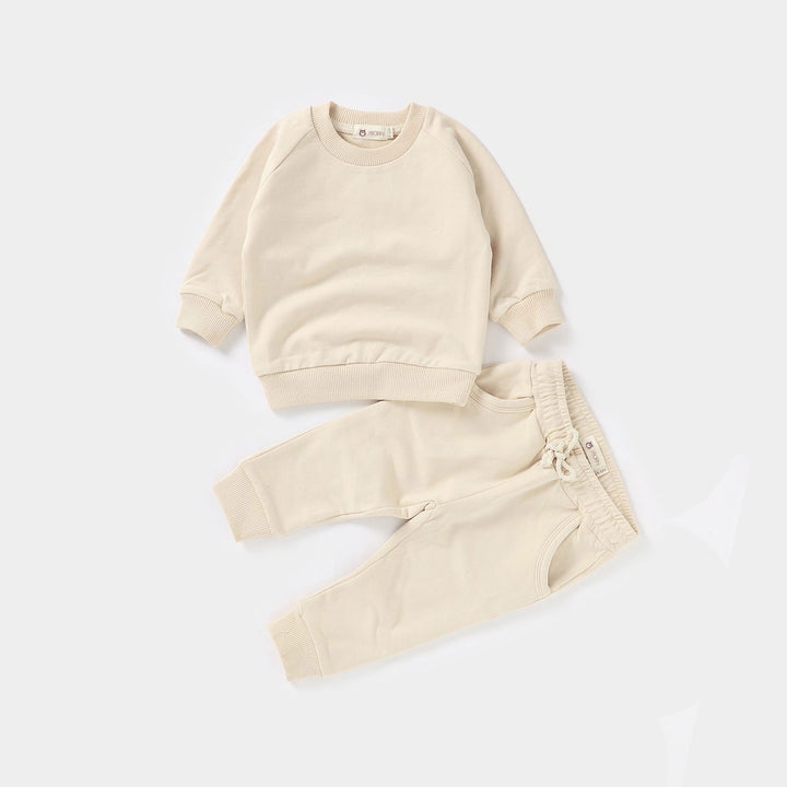 JBØRN Organic Cotton Baby Sweater & Joggers Set | Personalisable in Cream, sold by JBørn Baby Products Shop, Personalizable by JustBørn