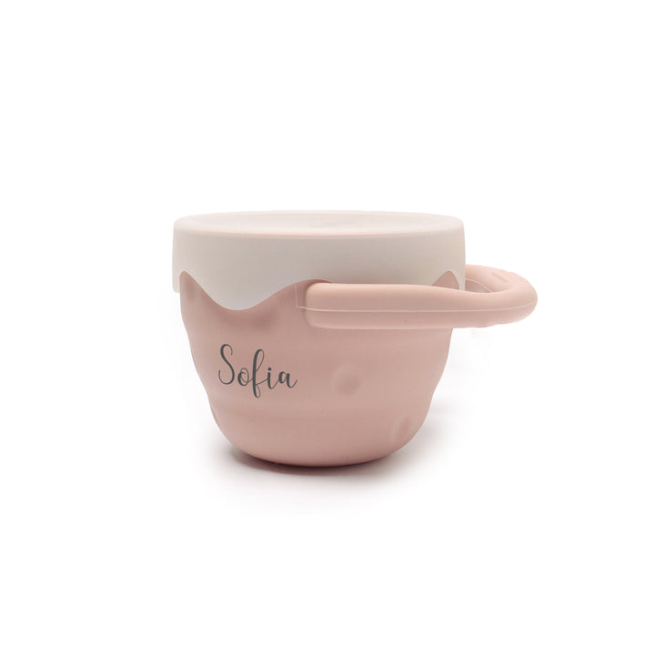 JBØRN Foldable Silicone Snack Cup | Personalisable in Blush, sold by JBørn Baby Products Shop, Personalizable by JustBørn