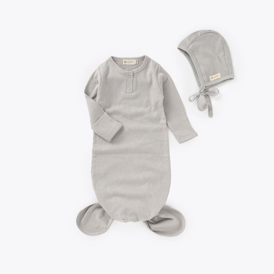 JBØRN Organic Cotton Knotted Baby Gown & Bonnet | Personalisable in Dusty Rose, sold by JBørn Baby Products Shop, Personalizable by JustBørn