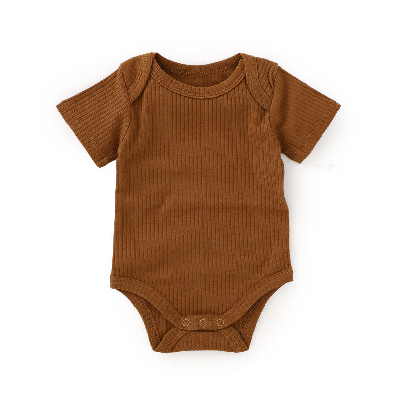 JBØRN Organic Cotton Ribbed Baby Short Sleeve Bodysuit | Personalisable in Ribbed Clay, sold by JBørn Baby Products Shop, Personalizable by JustBørn
