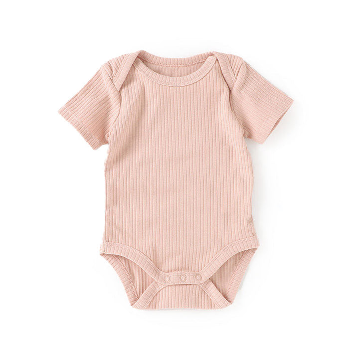JBØRN Organic Cotton Ribbed Baby Short Sleeve Bodysuit | Personalisable in Ribbed Blush, sold by JBørn Baby Products Shop, Personalizable by JustBørn